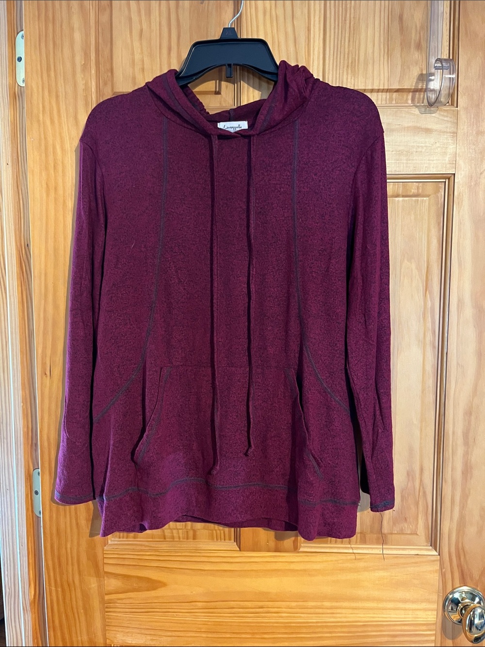 Loveappella Maroon Hooded Pullover Top size M